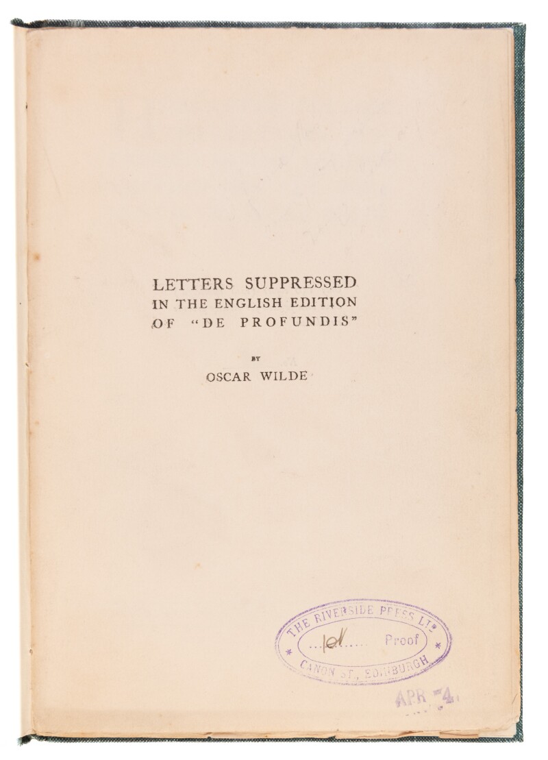 Letters Suppressed in the English Edition of "De Profundis"