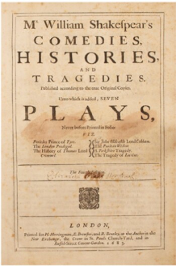 Comedies, Histories, and Tragedies (Fourth Folio) by William Shakespeare - Title Page