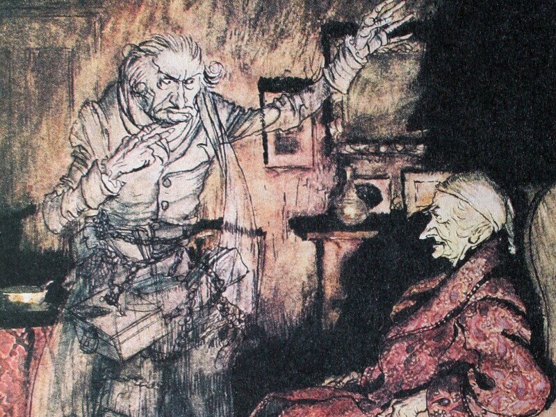 Arthur Rackham's illustration of Scrooge