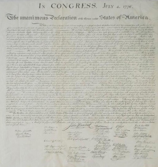 El folio ancho de Peter Force de la Declaración de Independencia